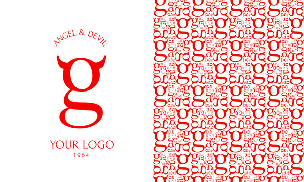 Angel or Devil original logotype with G symbol and two beautiful patterns ready to use