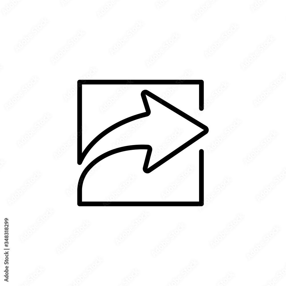Poster share icon template in line art style on white background, sharing symbol vector sign isolated on wh