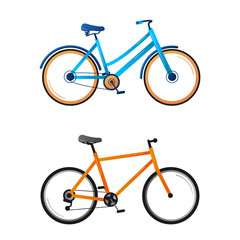 Female and male bikes illustration
