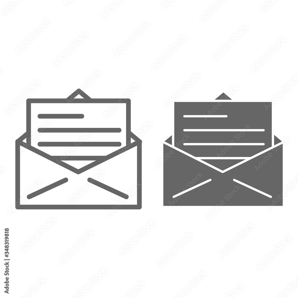 Poster letter line and solid icon, delivery symbol, receive mail envelope vector sign on white background, 