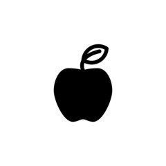 Apple icon isolated in black flat design background on white background, Vector illustration, Eps 10