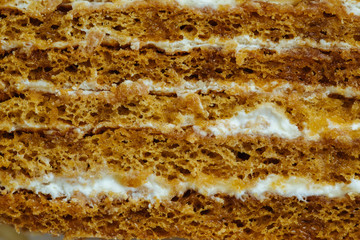 Cutting the puff cake close-up.