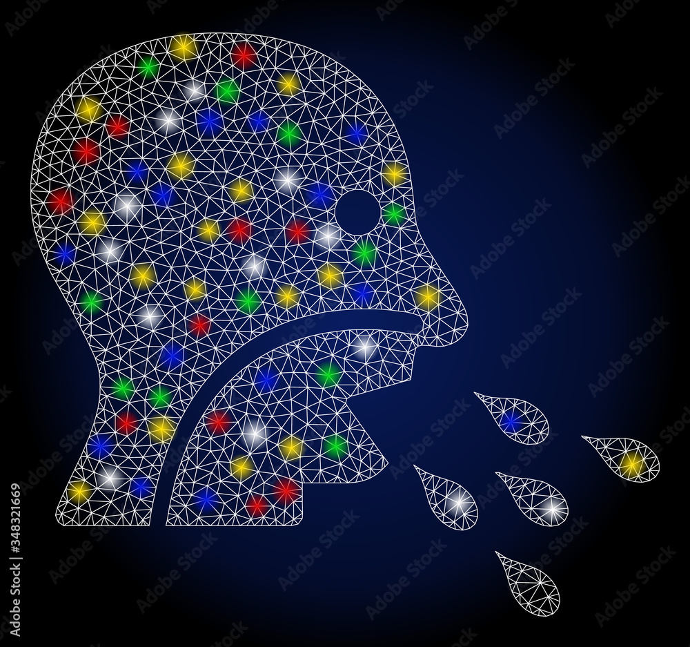 Poster glowing mesh patient infection with sparkle effect. abstract illuminated vector model of patient inf