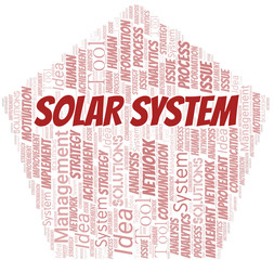 Fototapeta premium Solar System typography vector word cloud.