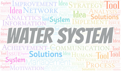 Water System typography vector word cloud.