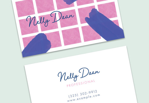Pink and Navy Business Card Layout