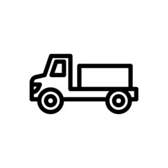 Construction Vehicle Truck vector icon in line art style on white background, sign for mobile concept and web design, Shipping truck simple glyph icon, Transportation symbol, logo illustration
