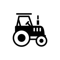 Tractor icon in black flat design on white background, linear style pictogram isolated on white, Symbol, logo illustration, Editable stroke, Pixel perfect