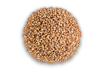 Dried Buckwheat porridge on a white isolated background