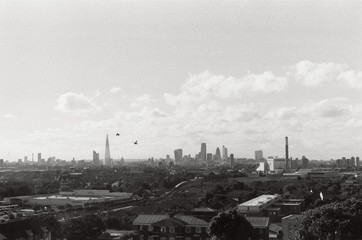london skyline black and white