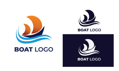 boat logo with style modern , can also be used yacht logo ,sailboat logo , beneteau , fishing boat, surfing 