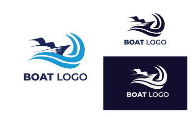 Fototapeta premium boat logo with style modern , can also be used yacht logo ,sailboat logo , beneteau , fishing boat, surfing 