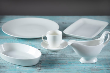 white dishes on table