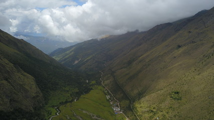 Mountains in peru and andes with drone
