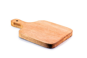 chopping board made of wood on isolated, rustic white background. Made in Brazil, decorative product for kitchen.