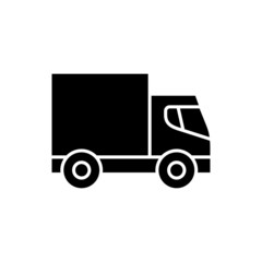 shipping truck icon in black flat design on white background, linear style sign for mobile concept and web design, Delivery truck vector icon, Transportation symbol, logo illustration