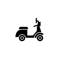 Scooter icon in black flat design on white background vector sign, Delivery symbol, logo illustration