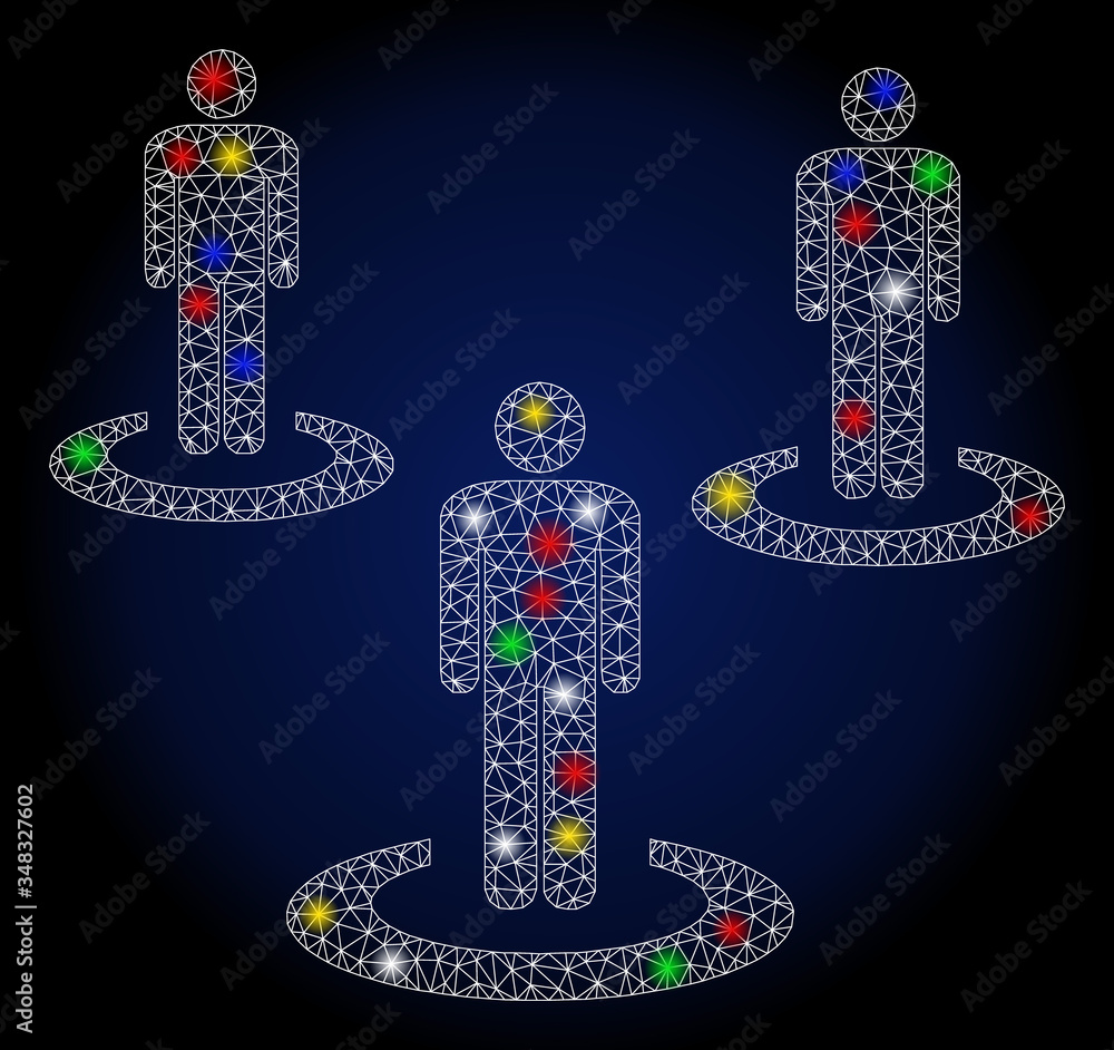 Poster glowing mesh social isolation with sparkle effect. abstract illuminated vector model of social isola
