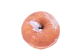Fresh donut in icing sugar isolate on a white background