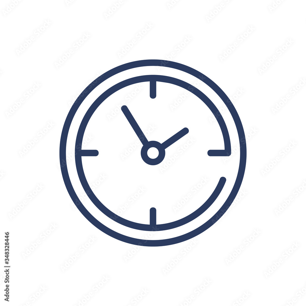 Poster clock thin line icon. watch, round dial, circle isolated outline sign. time management or planning c