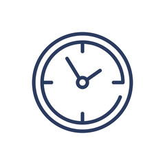 Clock thin line icon. Watch, round dial, circle isolated outline sign. Time management or planning concept. Vector illustration symbol element for web design and apps