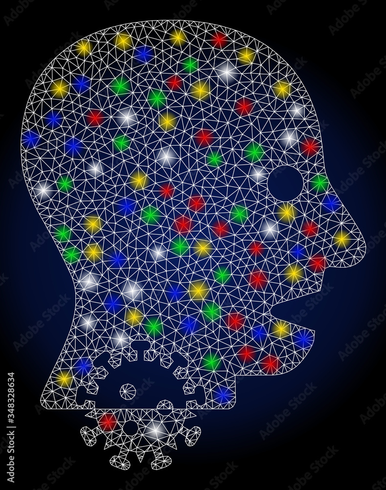 Poster bright mesh sore throat with glare effect. abstract illuminated vector model of sore throat icon on 