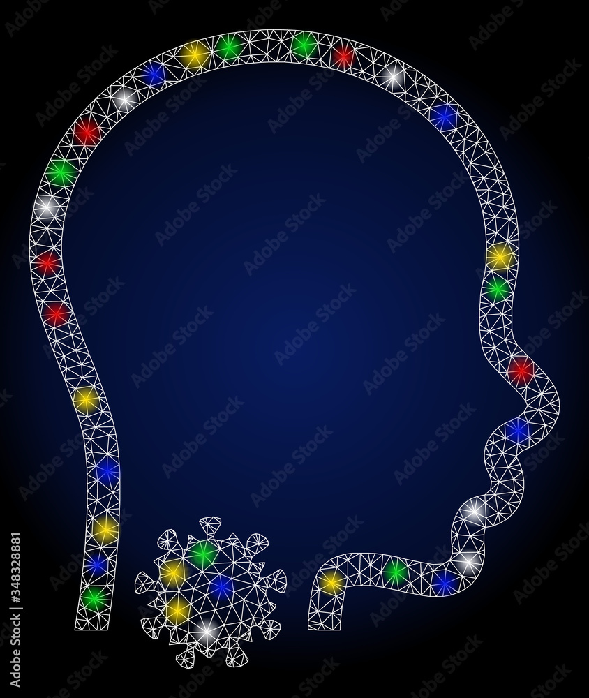 Poster glowing mesh sore throat with constellation effect. abstract illuminated vector model of sore throat