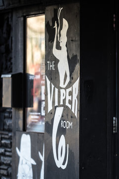 The front entrance to the famous and notorious Hollywood, California music venue, The Viper Room on Sunset Blvd.
