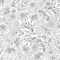 Floral seamless pattern. Background for textile, wallpaper, wrapping papper, banner. Stylized flowers