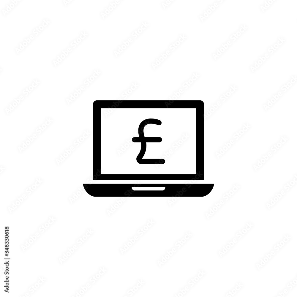 Poster pound sign on monitor screen vector icon in black solid flat design icon isolated on white backgroun