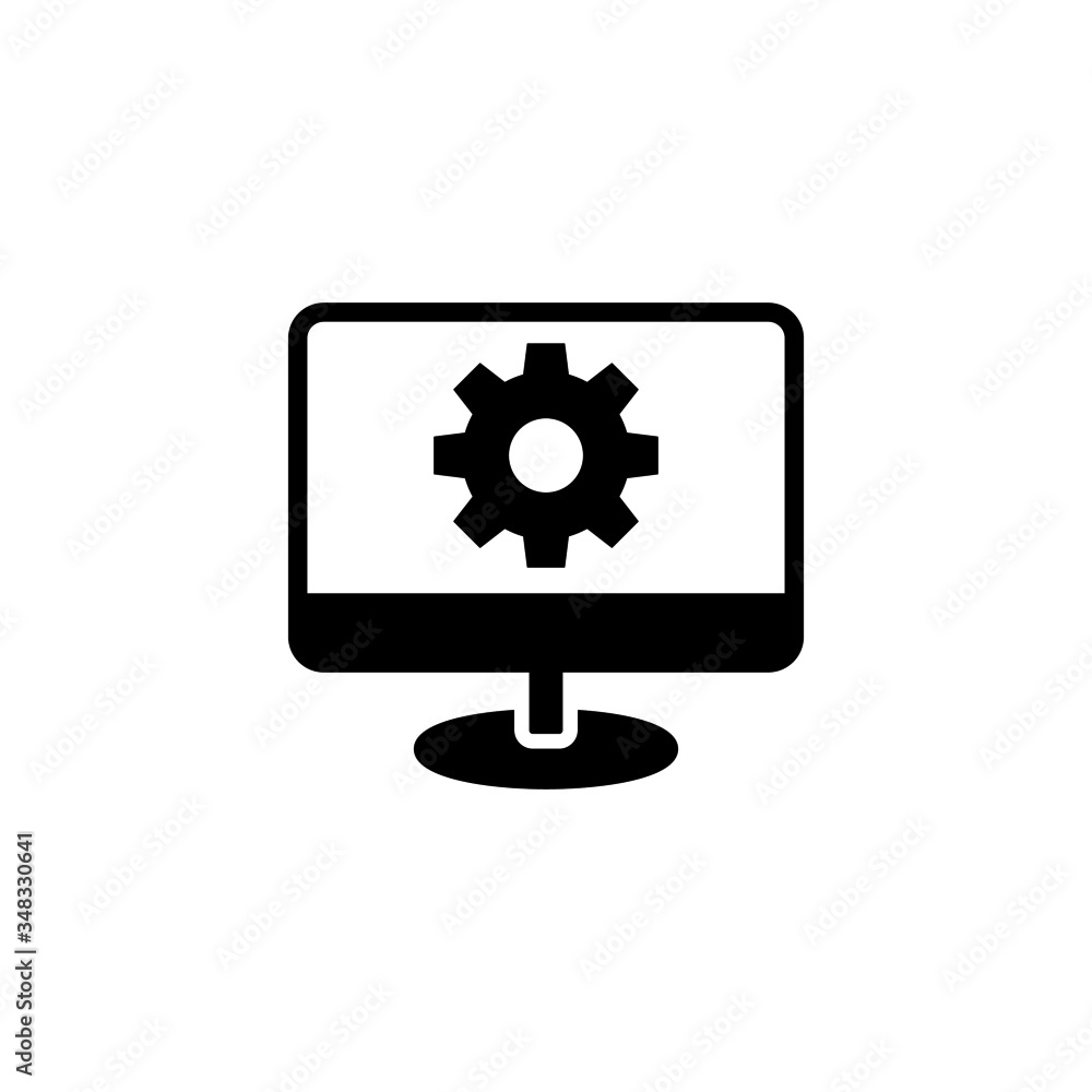 Aufkleber Computer and monitor tools vector icon in black solid flat design icon isolated on white background