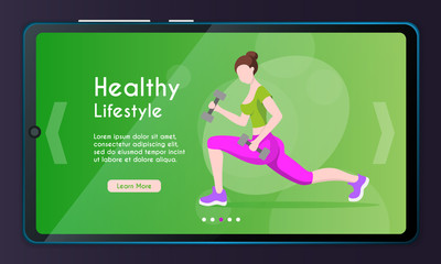 Fitness training. Female character.