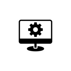 Computer and monitor tools vector icon in black solid flat design icon isolated on white background