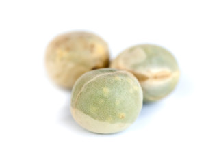 Dried green peas isolated on white background