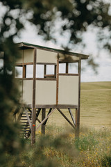 Wooden shelter for birdwatching 