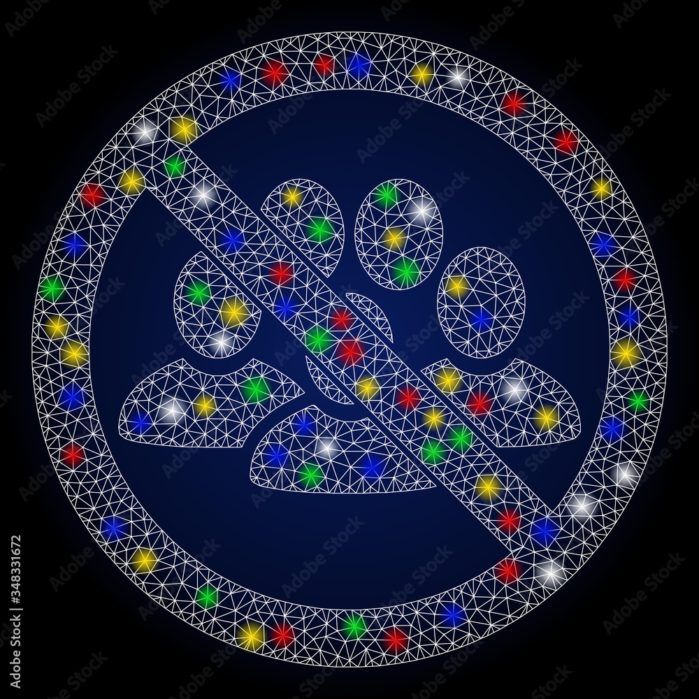 Poster bright mesh stop people crowd with glow effect. abstract illuminated vector model of stop people cro