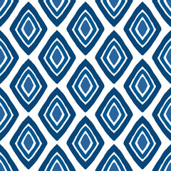 Losanges d& 39 encre bleue isolés sur fond blanc. Vue verticale. Illustration graphique vectorielle dessinée à la main. Texture.