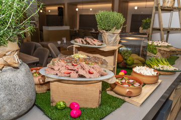 Obraz na płótnie Canvas Food Buffet Catering Dining Eating Party Sharing Concept, Easter brunch buffet in a hotel or event