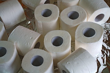 group of toilet rolls
