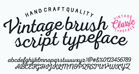 Vintage Brush Script Modern Alphabet. Retro Typeface. Textured unique brush in alphabet style. Letters.Vector Alphabet. Exclusive Custom Letters.