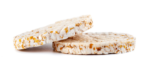 Corn crackers isolated on white background, Healthy snack