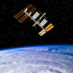 Space station above the earth. The elements of this image furnished by NASA.