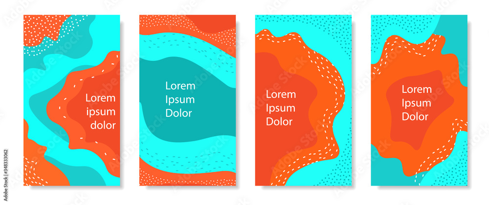 Poster Set of vertical background with liquid shapes.