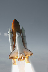Naklejka premium Liftoff of the rocket. The elements of this image furnished by NASA.