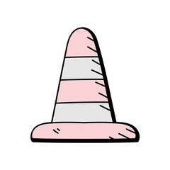 road divider cone hand drawn vector design. construction icon