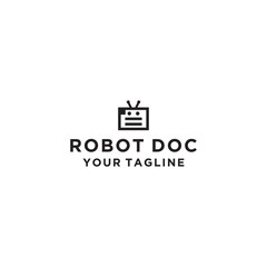 Fototapeta premium Robot Document Logo Icon Design Template