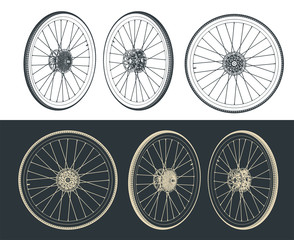 Road bike wheel drawings