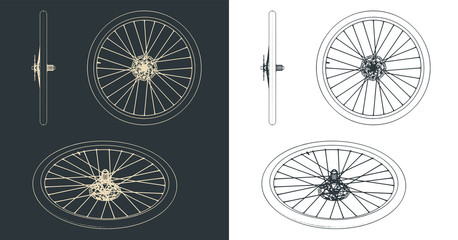 Fototapeta premium Bike wheel blueprints