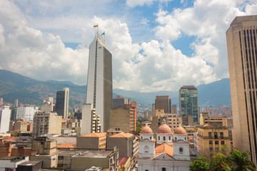 Fototapeta premium Medellín, Antioquia / Colombia. November 22, 2018. Medellín is the capital of the mountainous province of Antioquia (Colombia). Nicknamed the 