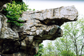 A fragmented, old and.shabby piece of rock hangs in the air, which is a unique attraction in Hungary